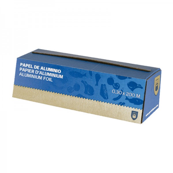 Papier aluminium alimentaire en boite distributrice - 30 cm x 200