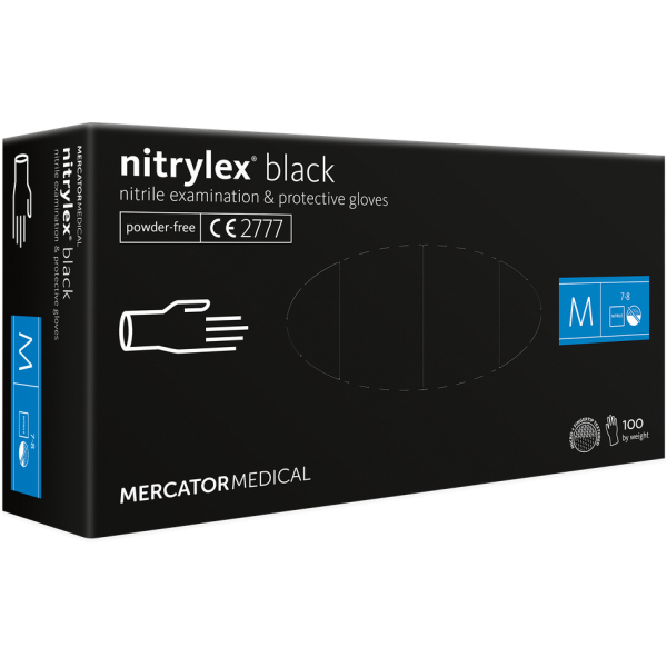 Gants NITRYLEX en Nitrile Noirs non-poudrés Taille S (6/7) - Boite de 100  gants