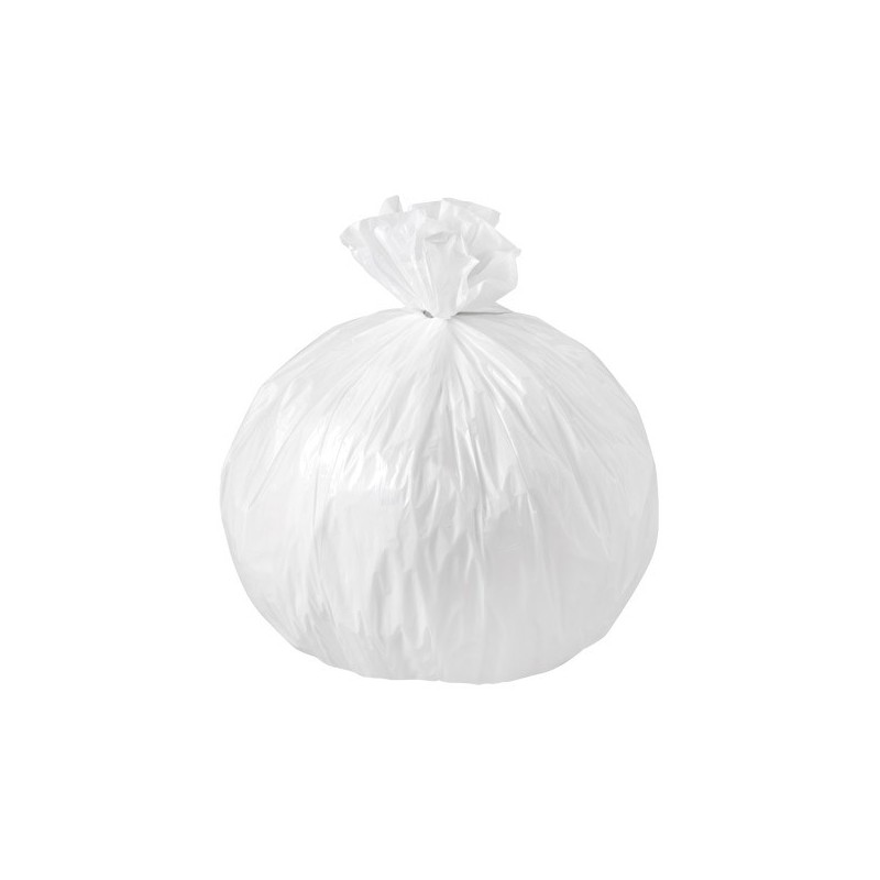 Sac poubelle blanc basse densité 50L 30µ rouleau de 20 sacs